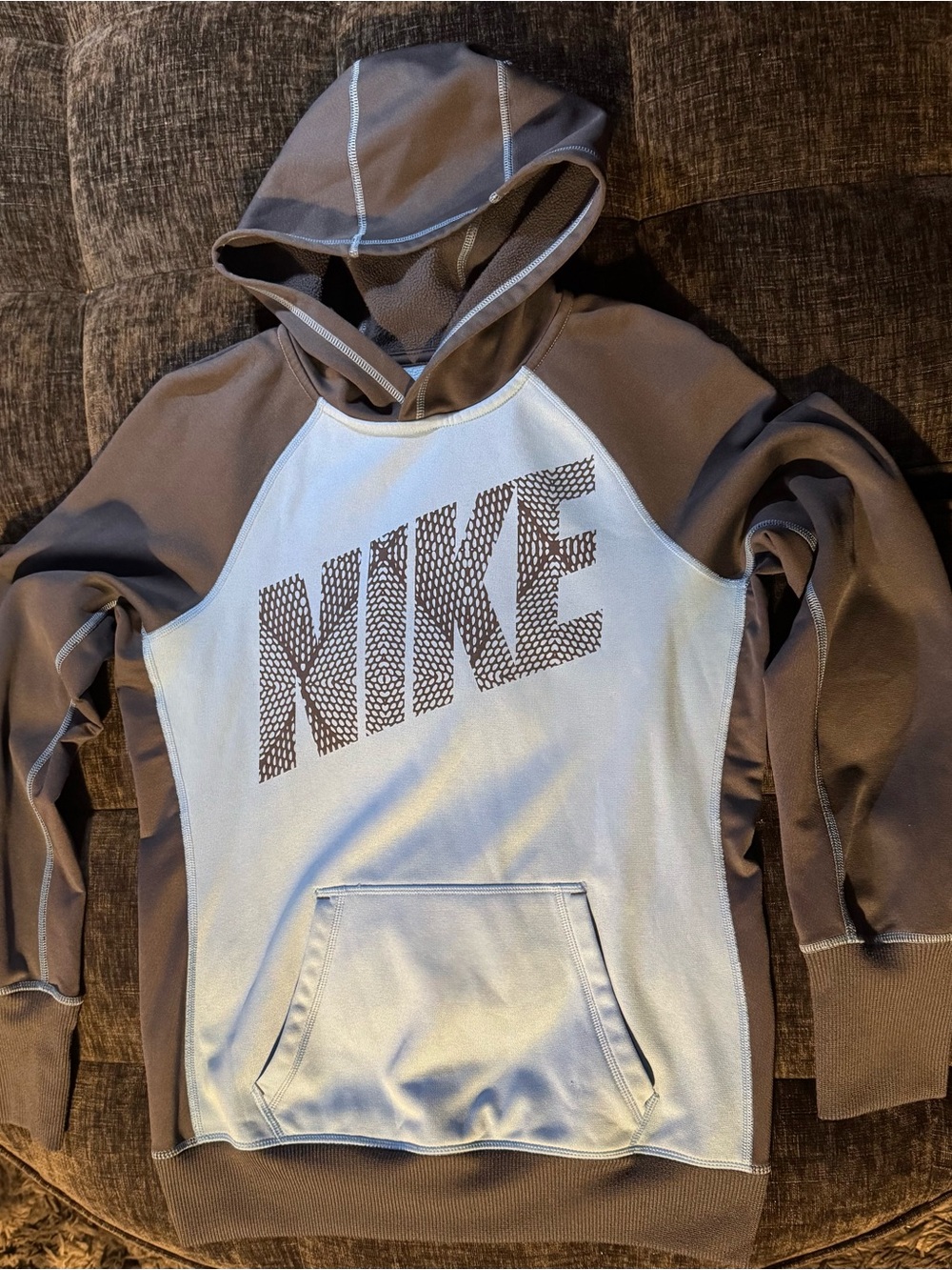 Nike Women’s Two-Tone Gray & Light Blue Hooded Sweatshirt